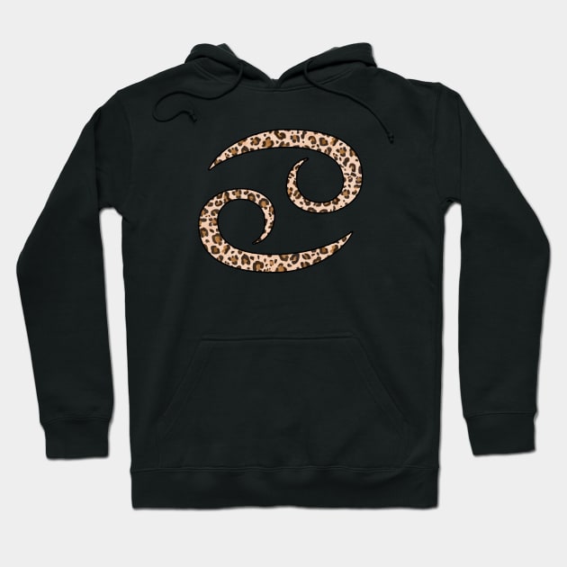 Cancer Zodiac Horoscope Symbol in Leopard Print Hoodie by bumblefuzzies